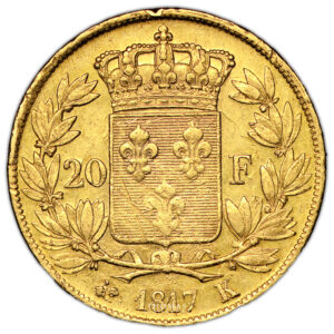 Coin France - Louis XVIII - Gold - 20 Francs or - 1817 K Bordeaux - 4 779 examples reverse