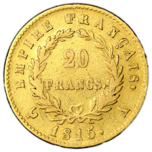 Monnaie France - Napoléon Ier - 20 Francs or - 1815 A Paris Cent-Jours-Revers