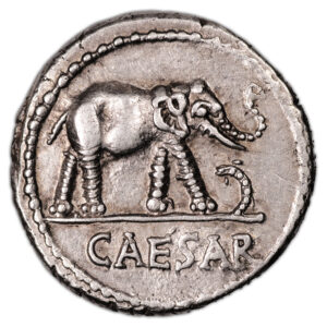 Monnaie Romaine - Jules César - Denier argent à l'éléphant - Rome-Avers