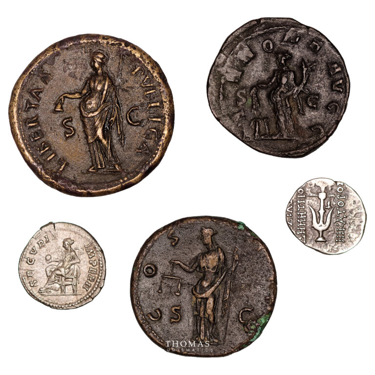 Sesterce bronze Philippe 1ier - Sesterce Bronze Hadrien - Denier argent GETA - Demetrios II Nikaton - Sesterce Galba-Avers