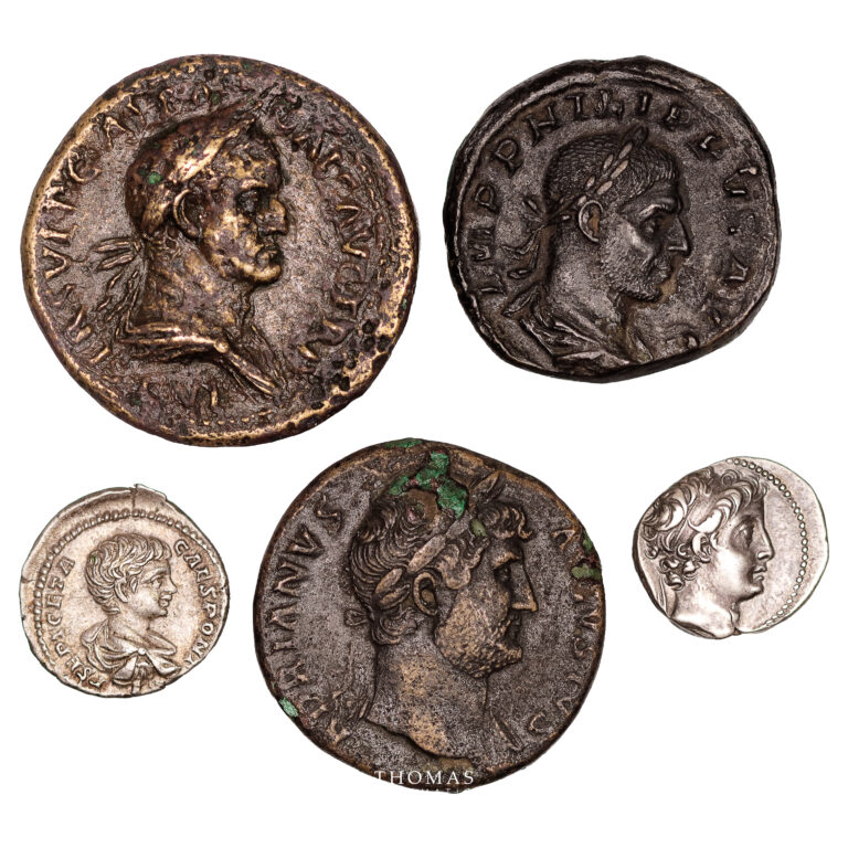 Sesterce bronze Philippe 1ier - Sesterce Bronze Hadrien - Denier argent GETA - Demetrios II Nikaton - Sesterce Galba-Revers