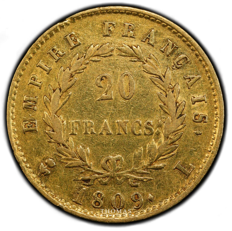 Gold 20 francs or 1809 L Bayonne PCGS XF 45 reverse