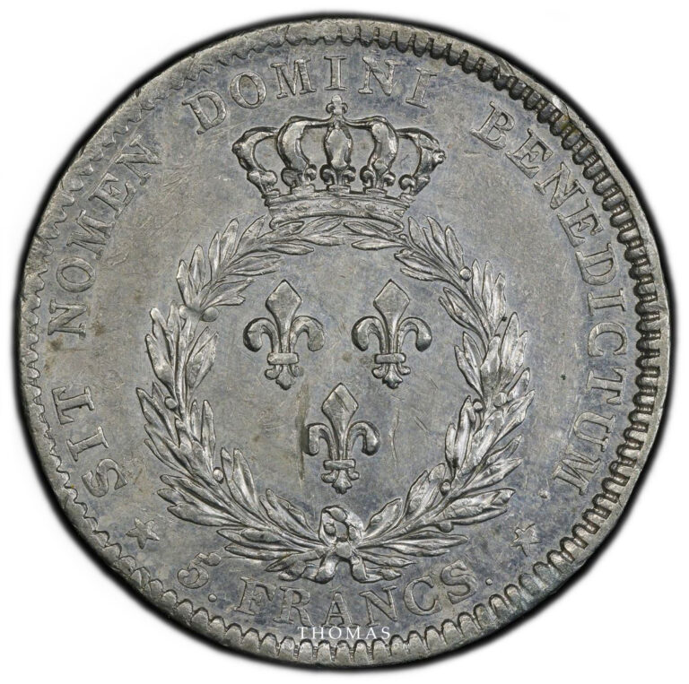 France - Louis XVIII - 5 francs Essai Pattern - Lead - 1815 Paris- PCGS SP Genuine - Damage - Au details reverse