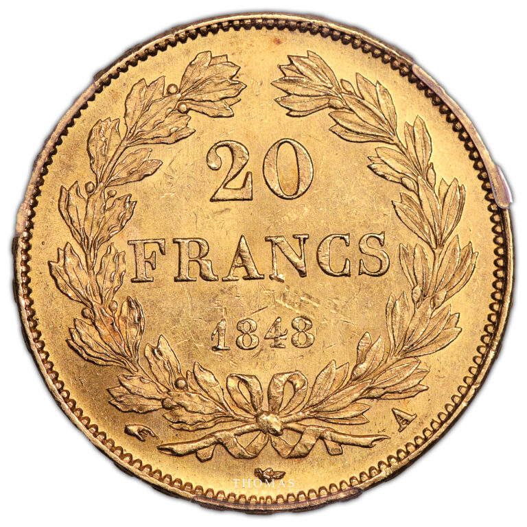 Louis philippe I - 20 francs or pcgs ms 63 reverse