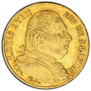 Coin France - Louis XVIII - Gold - 20 francs or - 1815-4 L Bayonne - PCGS AU 50 obverse