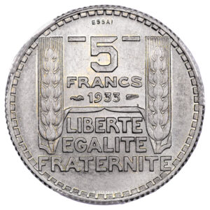 Monnaie France Essai - 5 Francs Turin 1933 – Cupro Nickel - PCGS SP 64-Avers