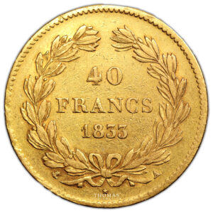 Monnaie France Louis Philippe - 40 Francs Or - 1833 A Paris-Revers