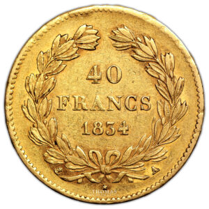 Monnaie France Louis Philippe - 40 Francs Or - 1834 A Paris-Revers