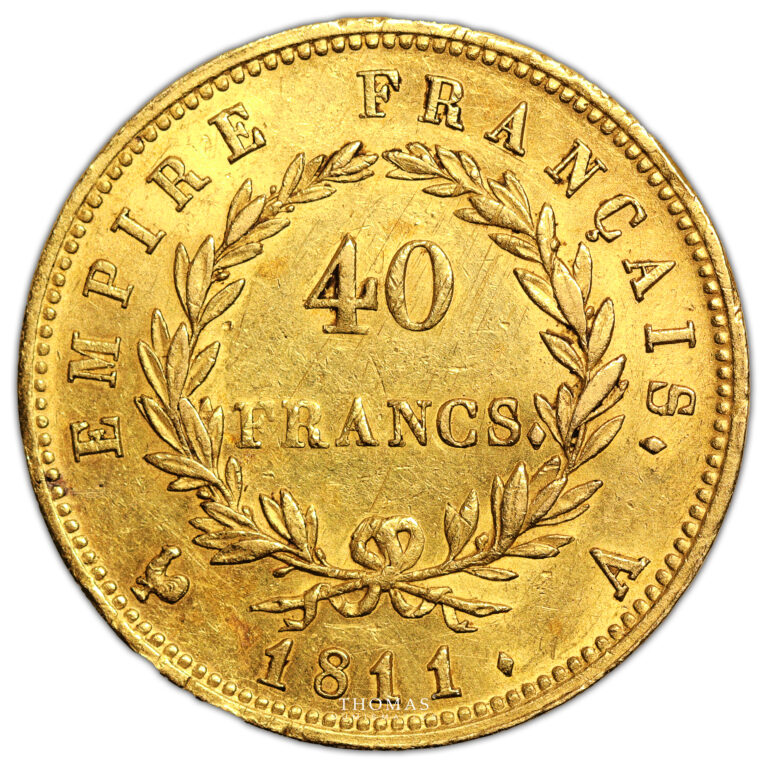 Coin France Napoléon Ier - 40 Francs Or - 1811 A Paris reverse