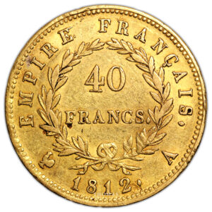 Coin France Napoleon I - Gold 40 Francs Or - 1812 A Paris reverse