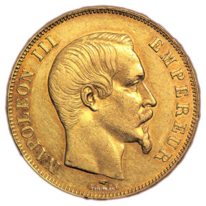 Coin France Napoléon III - Gold - 50 Francs Or - tête nue -  1857 A Paris obverse