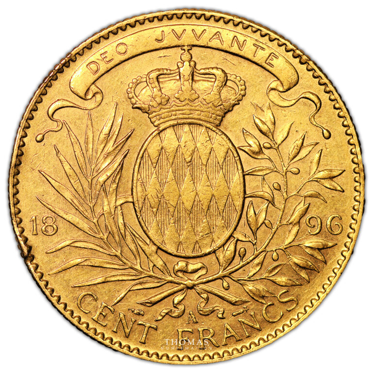 Coin Monaco - Gold - 100 Francs Or Albert Ier - 1896 A Paris - 20 000 examples reverse