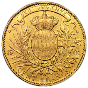 Coin Monaco - Gold - 100 Francs Or - Albert I - 1901 A Paris - 15 000 examples reverse