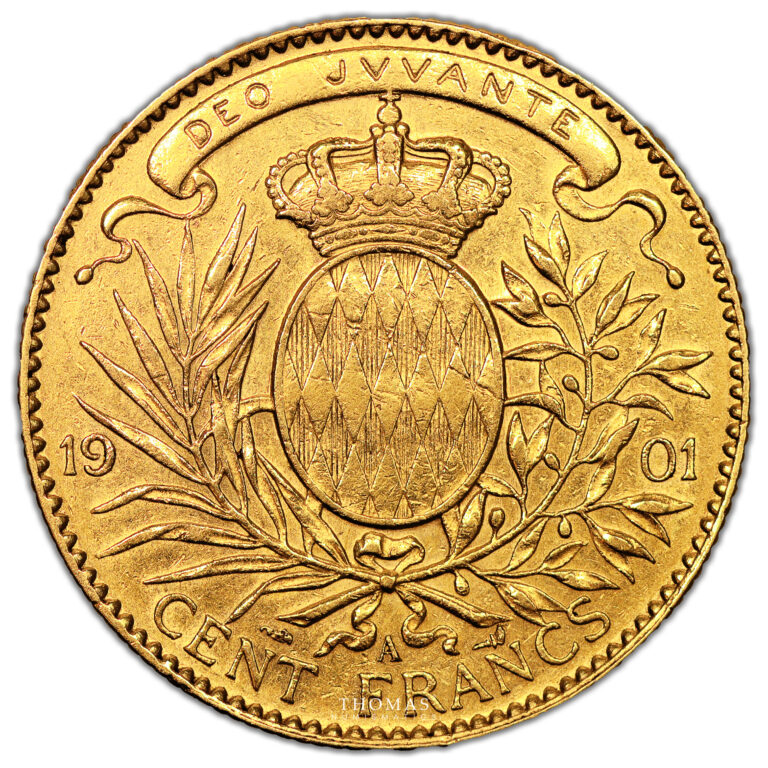 Coin Monaco - Gold - 100 Francs Or - Albert I - 1901 A Paris - 15 000 examples reverse