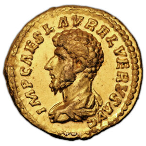 Roman coin - Lucius Verus - Gold Aureus obverse