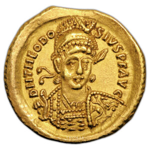 Roman coin - Theodosius II – Gold Solidus – Constantinople obverse