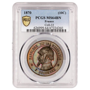 10 centimes satirique napoleon III - PCGS MS 64 BN slab