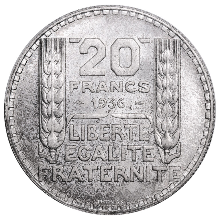 coin France – 20 francs Turin silver – 1936 – PCGS MS 65 reverse