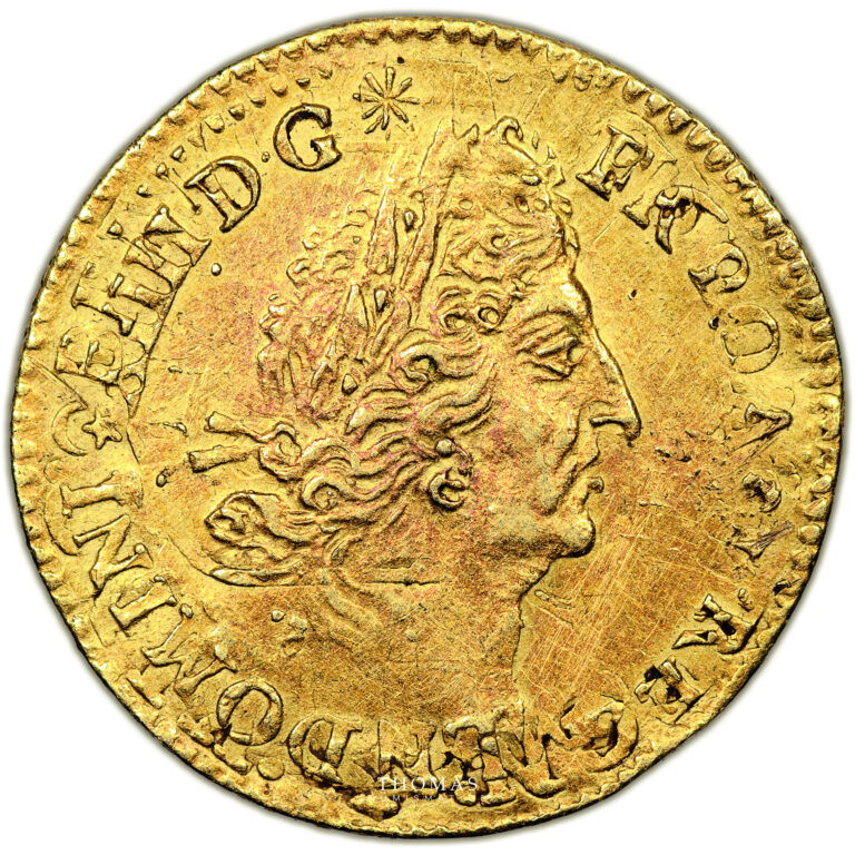 Coin France - Louis XIV - Gold - Demi-Louis d'or aux 4 L - A Paris obverse