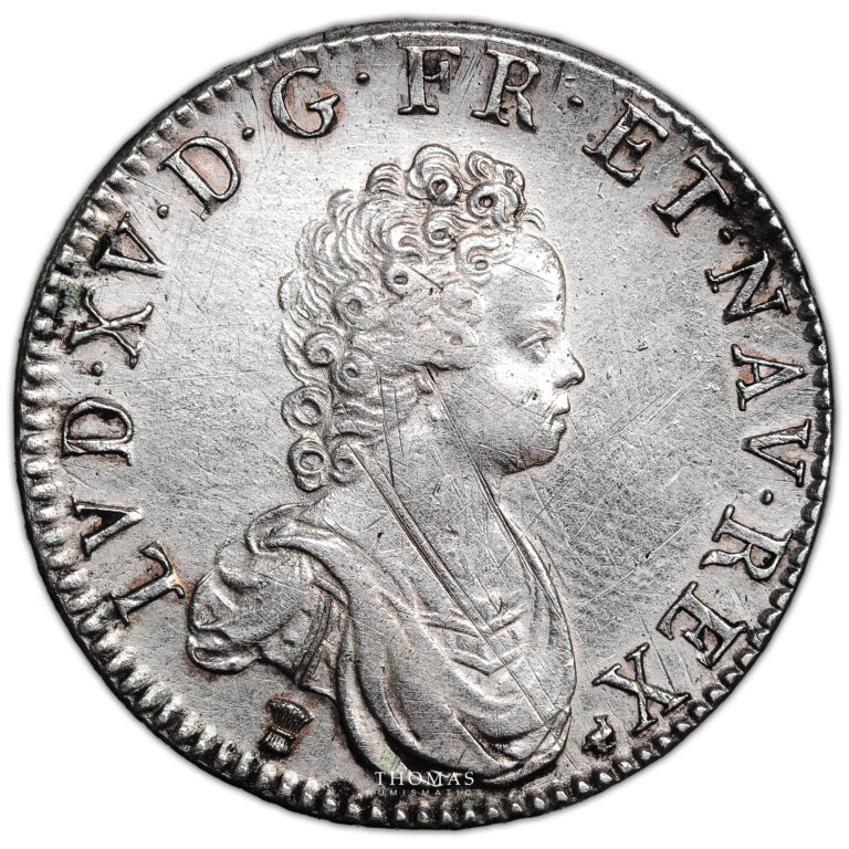 Monnaie France - Louis XV - Écu Vertugadin flan neuf - 1716 - 9 Rennes-Avers