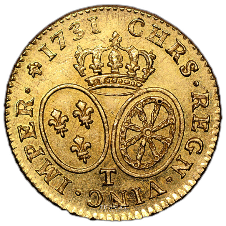 Monnaie France - Louis XV - Louis d'or aux lunettes - 1731 T Nantes - Trésor de la rue Mouffetard-Revers