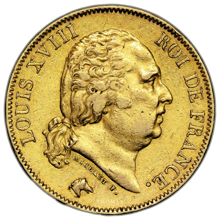 Coin France - Louis XVIII - Gold 40 Francs or - 1816 B Rouen - 755 examples obverse