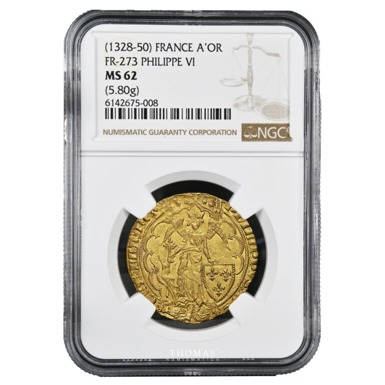 Coin France - Philippe VI - Gold - Ange d'or - NGC MS 62 - Treasure Pontivy Hoard slab