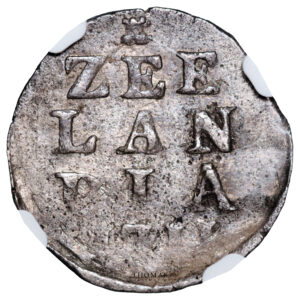 Coin Netherlands - 2 Stuiver 1711 - Zeeland - shipwreck treasure Zuytdorp - NGC AU Details reverse