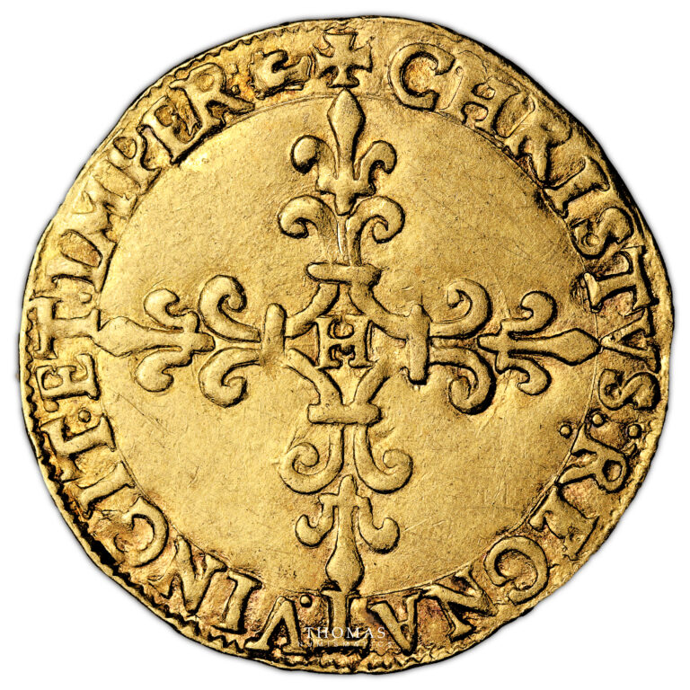 Monnaie France - Charles IX - Écu d'or au Soleil - 1565 H La Rochelle - 1er Type-Revers