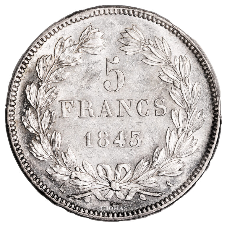 Monnaie France - Louis Philippe - 5 Francs - 1843 A Paris - PCGS MS 61-Revers