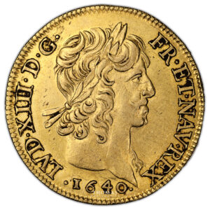 Monnaie France - Louis XIII - Louis d’or de Warin à la mèche courte - Monnaie du Louvre – 1640 A Paris-Avers