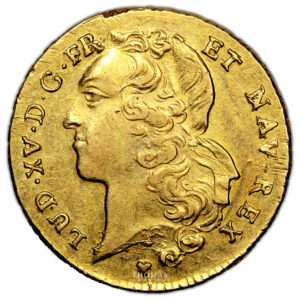 Coin France - Louis XV - Gold - Double Louis d’or au bandeau – 1745 BB Strasbourg – Treasure of rue Mouffetard obverse