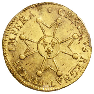 Coin France - Louis XV - Gold - Louis d'or à la croix du Saint Esprit - 1718 W Lille - PCGS AU 55 reverse