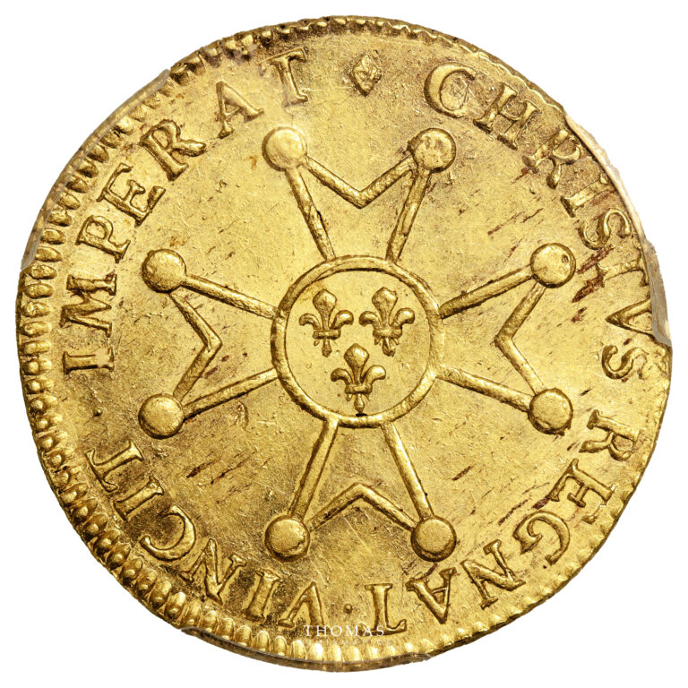 Coin France - Louis XV - Gold - Louis d'or à la croix du Saint Esprit - 1718 W Lille - PCGS AU 55 reverse