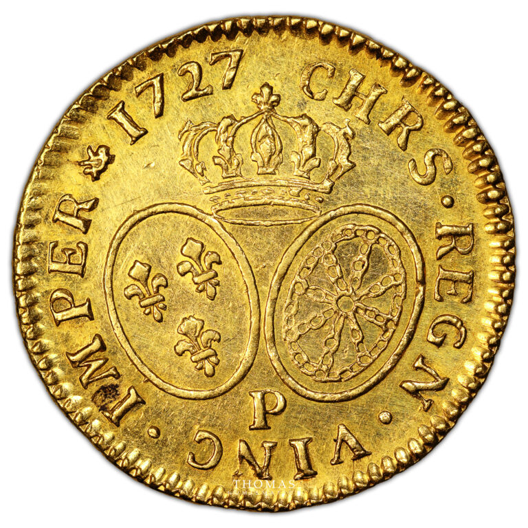 Monnaie France - Louis XV - Louis d'or aux Lunettes - 1727 P Dijon-Revers