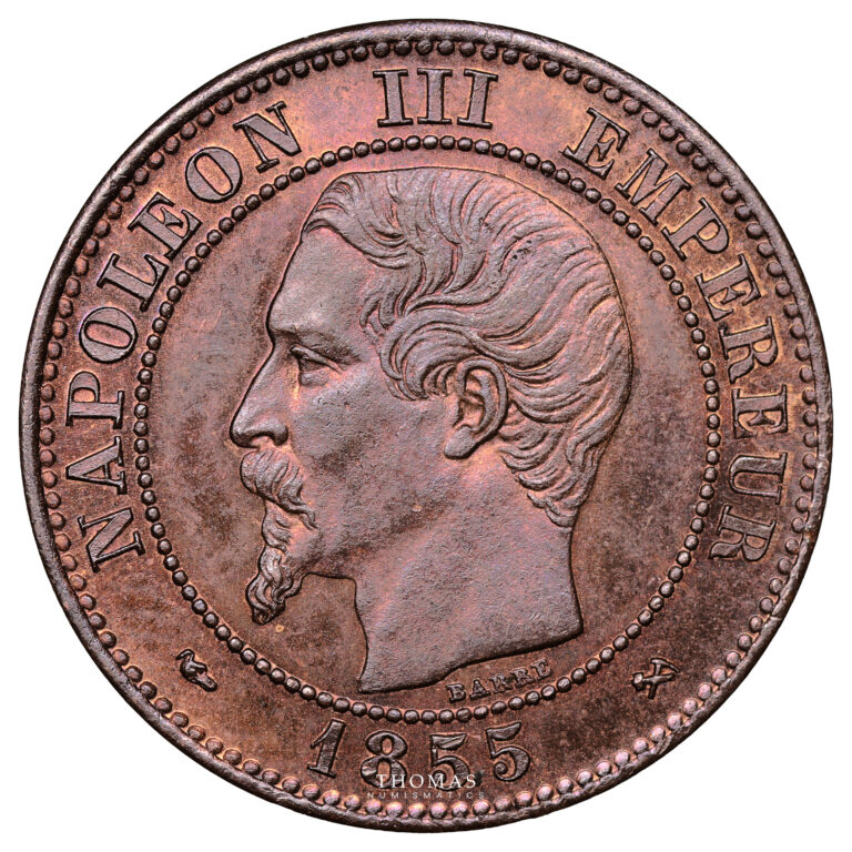 Monnaie France - Napoléon III - Essai de 2 Centimes Double Effigie - 1855-Avers