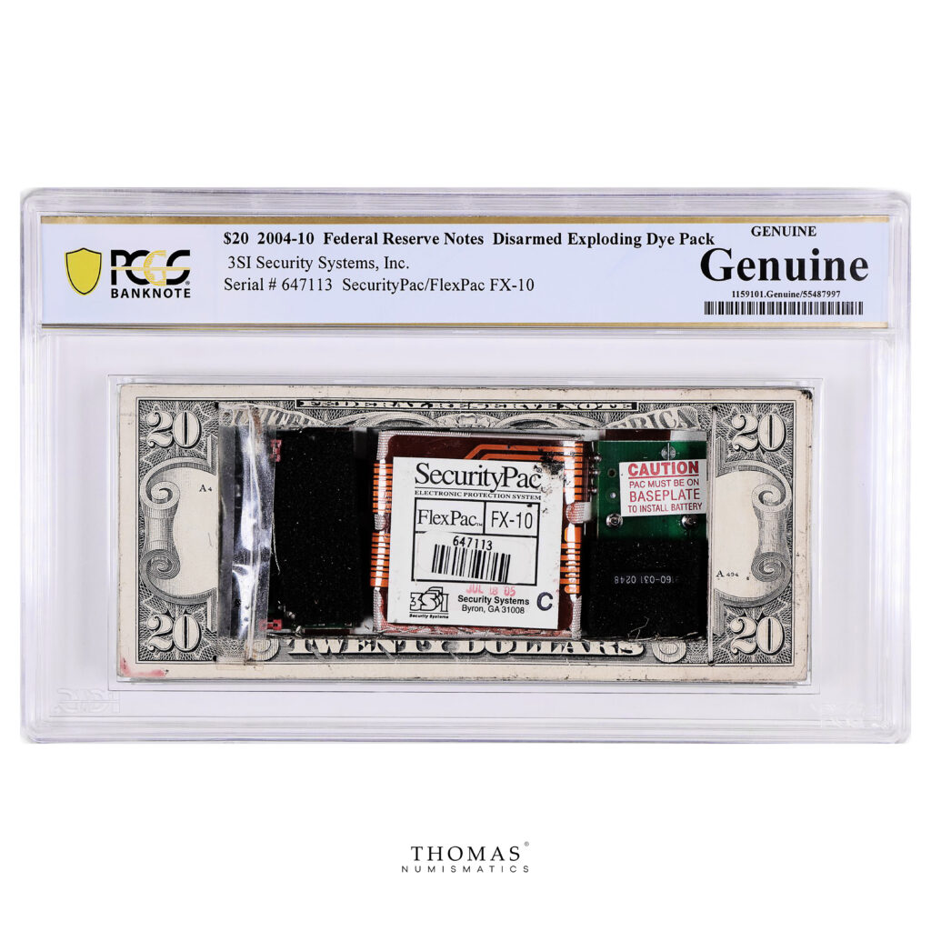 Exploding Dye Back UNITED STATES, disarmed exploding dye pack strap of $20 bills (2004-10 ...