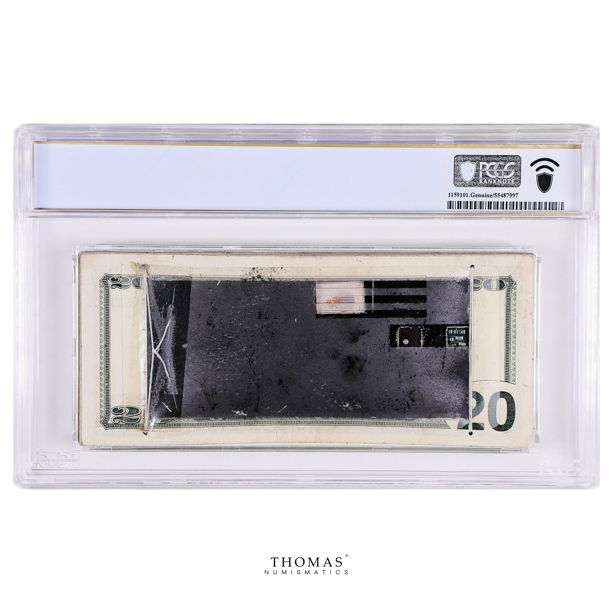 UNITED STATES, disarmed exploding dye pack strap of $20 bills (2004-10 ...