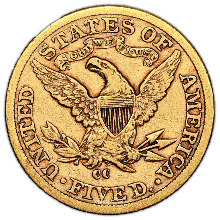 Coin United-States - Gold 5 dollars - 1893 CC Carson city - 60 000 examples reverse