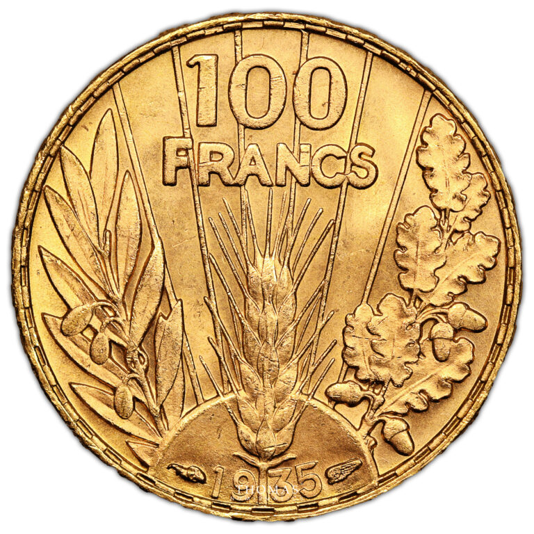 Coin France - Gold - 100 francs or Bazor - 1935 reverse