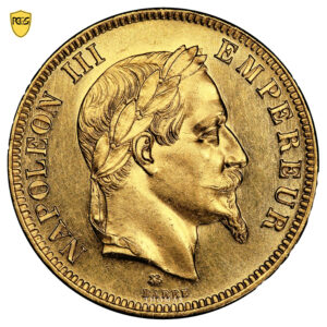 Monnaie France - 100 francs or Napoléon III - 1864 A Paris - PCGS AU 58 - 5 596 exemplaires-Avers