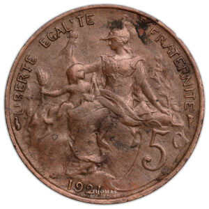 Coin France - 5 Centimes Dupuis - 1921-reverse