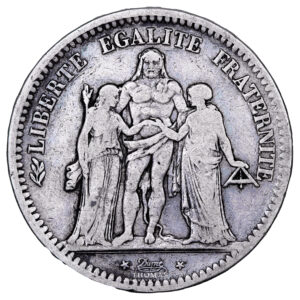 Monnaie France - 5 francs Hercule - 1848 D Lyon-Avers