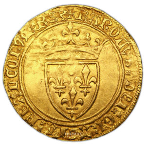 Monnaie France - Charles VI - Écu d'or à la couronne-Avers