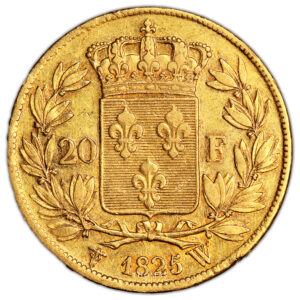 Monnaie France - Charles X - 20 Francs Or - 1825 W Lille-Revers