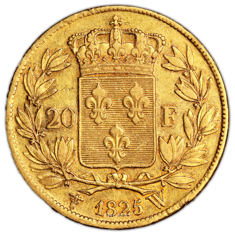 Monnaie France - Charles X - 20 Francs Or - 1825 W Lille-Revers