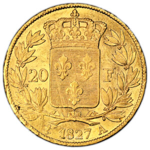 Monnaie France - Charles X - 20 Francs Or - 1827 A Paris-Revers