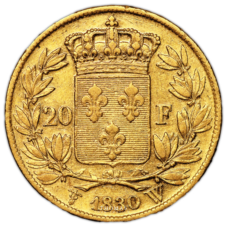 Monnaie France - Charles X - 20 Francs Or - 1830 W Lille-Revers