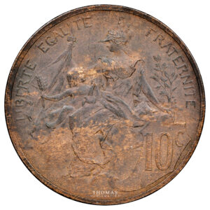 Monnaie France - Essai 10 Centimes Dupuis - 1897 - PCGS SP 62 BN-Revers