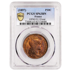 Coin France - Pattern 10 Centimes Dupuis - 1897 - PCGS SP 63 BN slab